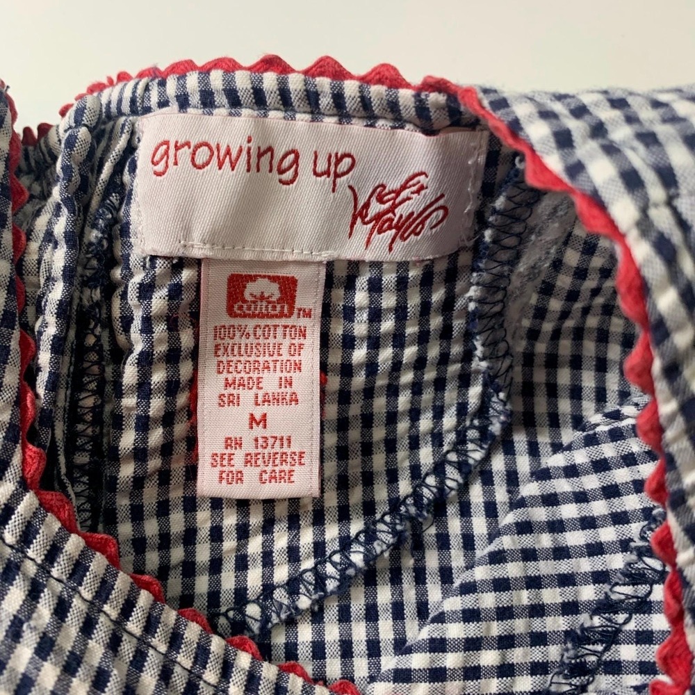 Vintage Growing Up Lord And Taylor Red And Blue Gingham Sleeveless Dress Girls M - Picture 8 of 10